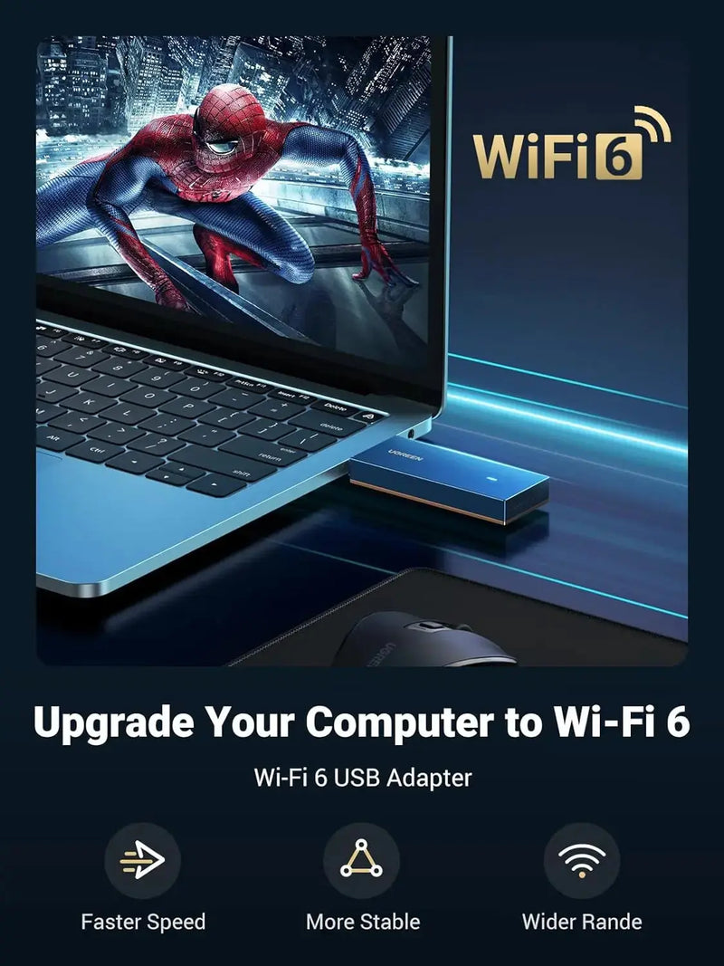 UGREEN AX1800 WiFi 6 USB 3.0 Adapter Dual Band 5G 2.4G Network Dongle 802.11AX PC Laptop Windows 10 11 90340 Ugreen