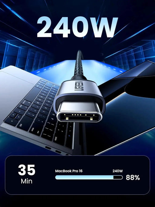 UGREEN USB C to USB C Cable 2M 240W PD 3.1 Fast Charging E-Marker Chip 480Mbps Data Transfer 8K Video Output (90440) Ugreen