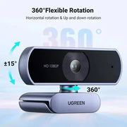UGREEN USB Webcam 1080P 30fps with Microphone Auto Light Correction 85° View Live Streaming Video Calling PC Web Cam 15728 Ugreen