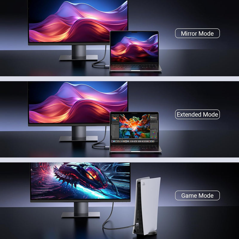 UGREEN 25910 2m HDMI 2.1 cable, 8K60 4K240, dual monitor setup