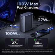 UGREEN Docking Station, Triple 4K Display (2x DP+ HDMI), 14-Port USB-C Dock, 100W Max Charging for Laptop, 27W Max USBC, 10Gbps USB-C/A, 170MB/s SD, Ethernet, Audio, 140W Power Supply for Dell, HP(85489) TeckPot