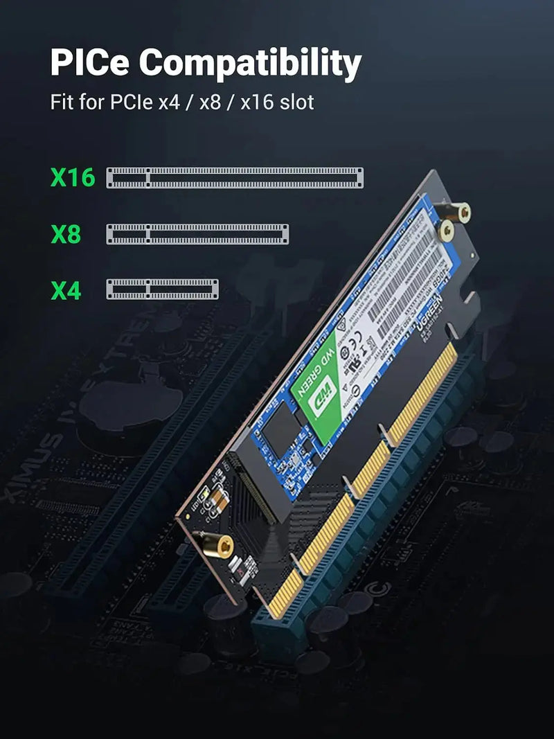 UGREEN NVMe PCIe Adapter Gen4 x16 to M.2 Expansion Card NVMe SSD 2230 2242 2260 2280 64Gbps Desktop PC 30715 Ugreen