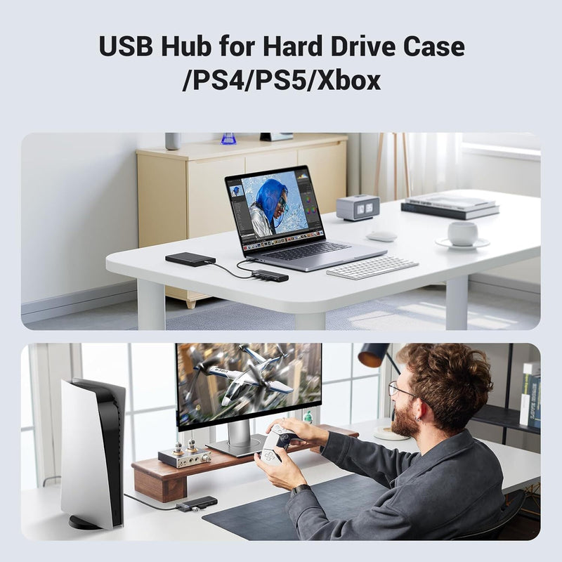 UGREEN 15548 4-port USB 3.2 hub, 5Gbps, for hard drive cases, PS5 and Xbox