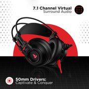 boAt Immortal IM200 7.1 Wired Over Ear Gaming RGB USB Headphones With Mic-Active Black(Open Box) BOAT