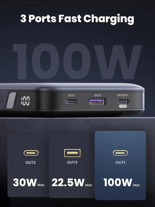 UGREEN Nexode 100W Power Bank 20000mAh Portable Charger USB-C 3-Port PD 3.0 Fast Charging Battery Pack Phone Laptop 25188 Ugreen