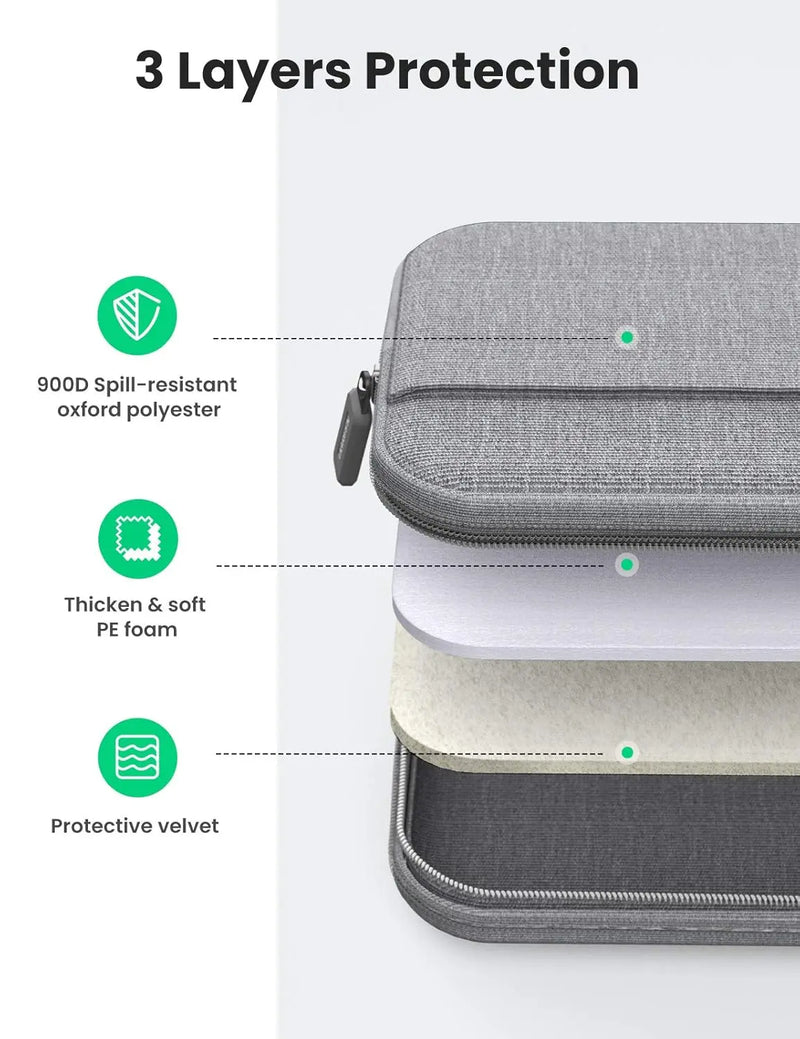 UGREEN 15.6 Inch Laptop and Tablet Case - Laptop Shoulder Bag Business Briefcase Laptop Bag - Compact Tablet Computer Carrying case with Accessory Storage Pockets Gray (30325) TeckPot