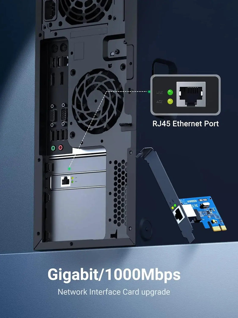 UGREEN Gigabit Ethernet PCI Express Network Card 10/100/1000Mbps Controller Desktop PC Internal Network Adapter Expansion 30771 Ugreen