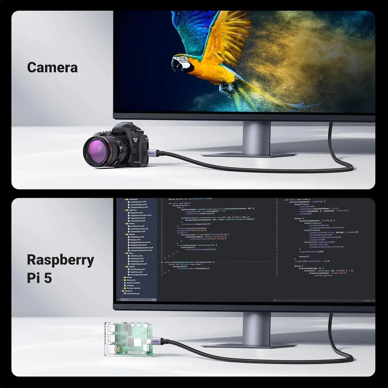 UGREEN Micro HDMI to HDMI Cable 1M 8K 60Hz 4K 120Hz Ultra HD Dynamic HDR eARC Dolby Vision Camera Raspberry Pi (15516) Ugreen