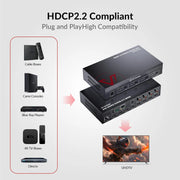 AV Access 4KMX44-H2, 4×4 4K HDMI Matrix Switch with Downscaler, Audio Extraction, IR Remote Control AV Access