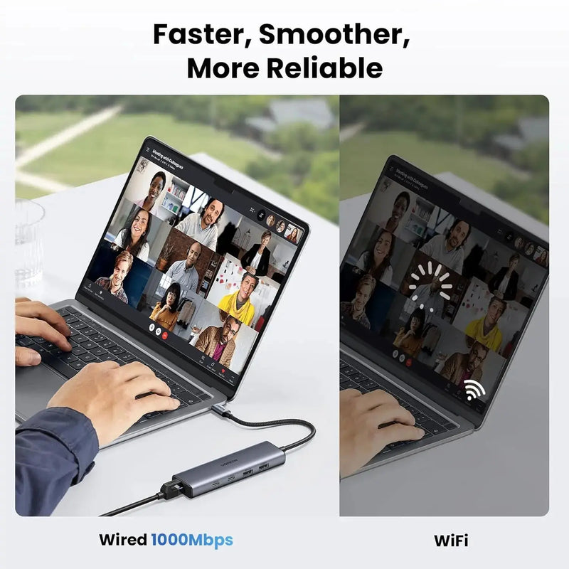 UGREEN USB C Ethernet Adapter 10Gbps 5-in-1 Hub 2 USB-C 3.2 USB-A Gigabit RJ45 Thunderbolt MacBook XPS iPad Pro (45320) Ugreen