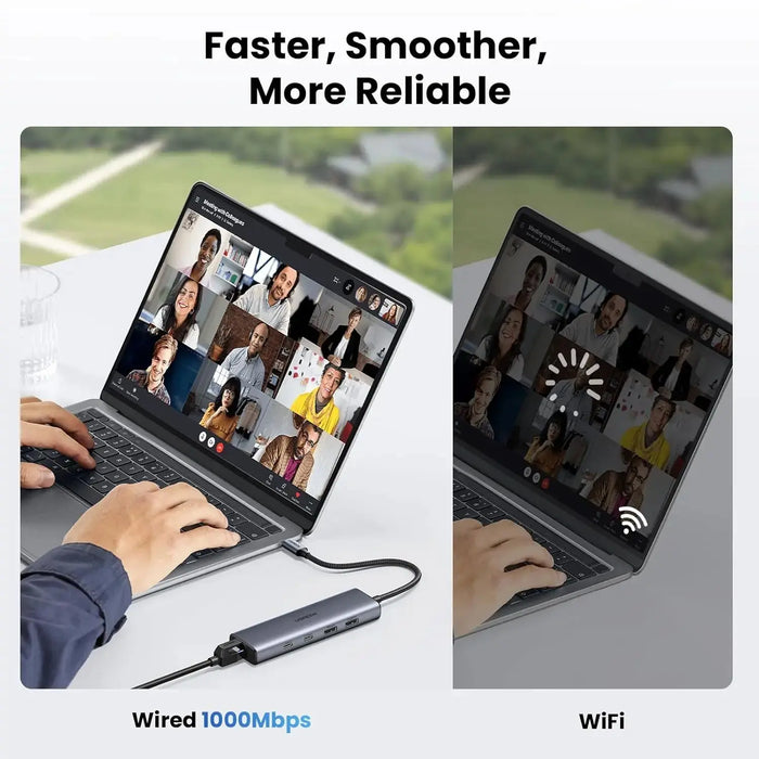 UGREEN USB C Ethernet Adapter 10Gbps 5-in-1 Hub 2 USB-C 3.2 USB-A Gigabit RJ45 Thunderbolt MacBook XPS iPad Pro (45320) Ugreen