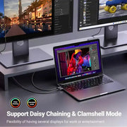 UGREEN 8K@60Hz Unidirectional USB C to DisplayPort 1.4 Cable 2M 4K 240Hz Type C Thunderbolt 4/3 to Dp Cord 32.4Gbps Compatible with iPhone 16/15, MacBook Pro/Air, iPad, Mac Mini, Galaxy, XPS 25158 Ugreen