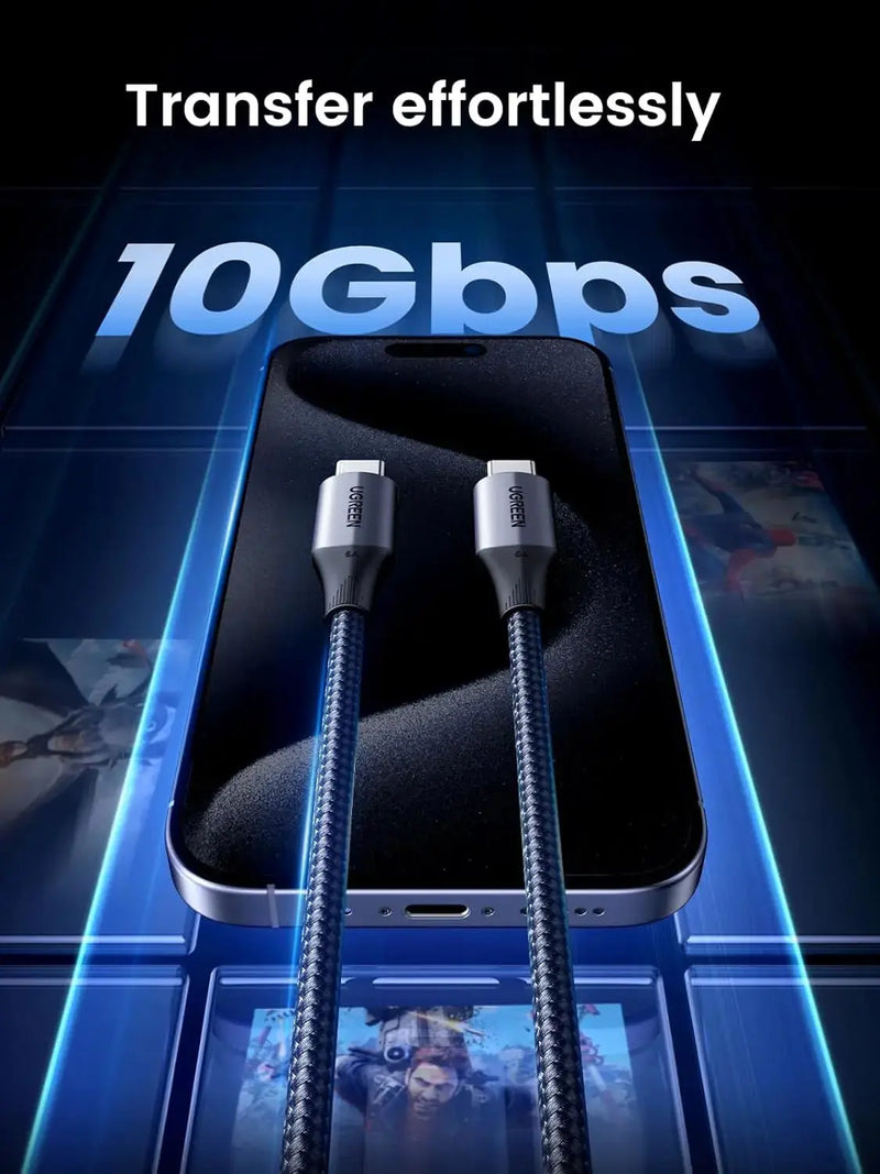 UGREEN 1M USB-C to USB-C Cable 240W PD 10Gbps Data Transfer 4K Video Braided MacBook Pro iPad Pro Galaxy Steam Deck 80150V240 Ugreen