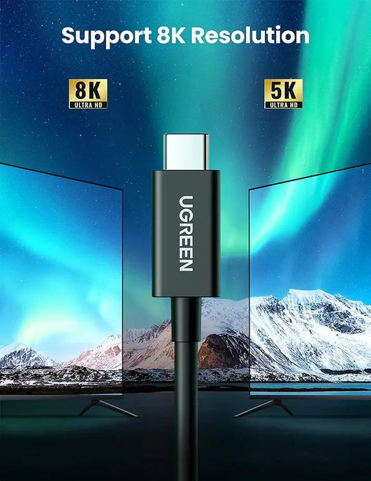 UGREEN Thunderbolt 4 USB-C to USB-C Cable 0.8M 2.6ft 100W Fast Charging 8K Video Type-C Data Transfer Cable Black (30389)