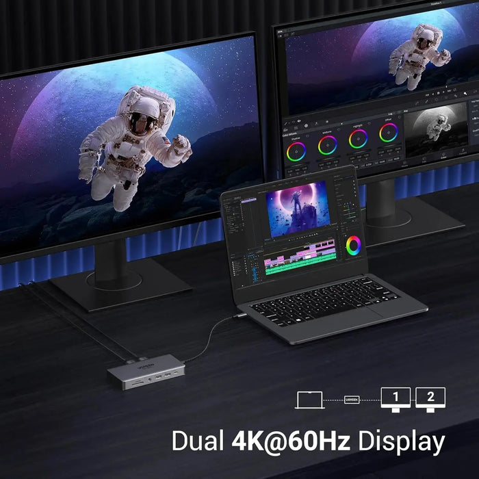 UGREEN 11-in-1 USB-C Hub Dual HDMI Docking Station 4K 60Hz 8K 30Hz 100W PD 10Gbps USB Ethernet Card Reader 15965 Ugreen