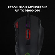 Cosmic Byte Equinox Gamma Pixart PMW3389 Sensor 16000DPI 12 Button Wired Gaming USB Mouse-Black(Open Box) Cosmic Byte