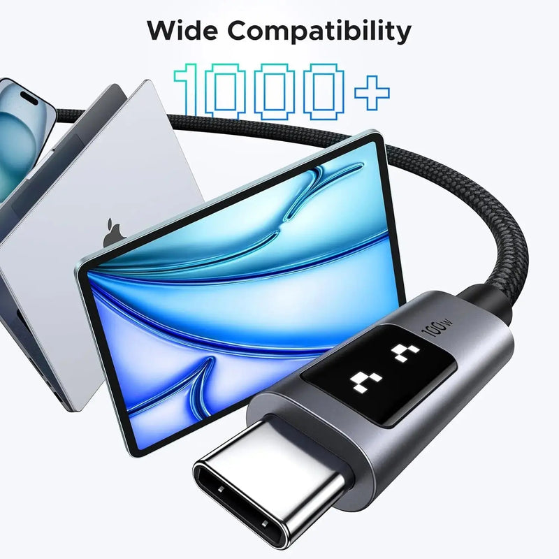 UGREEN Uno USB C to USB C Cable 1M 3.3ft 100W Fast Charging LED Display iPhone 16 Pro Max 15 MacBook iPad Galaxy (35501) Ugreen