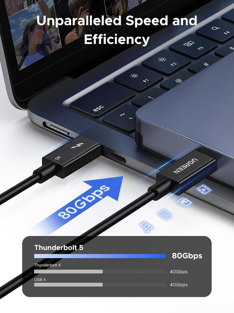 UGREEN Thunderbolt 5 Cable, 80Gbps, 240W, 1m - image 2