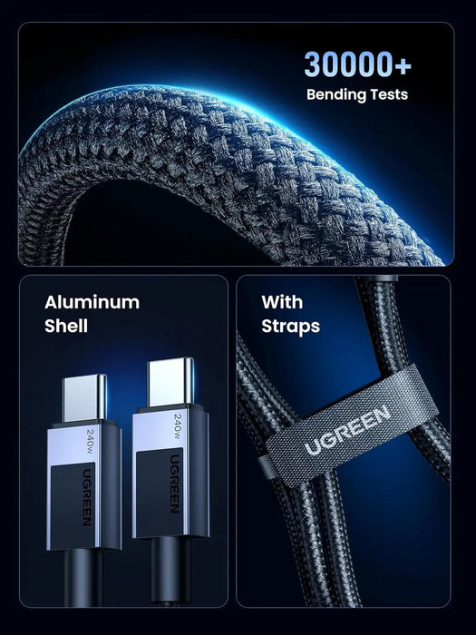 UGREEN USB C Cable 1M 240W Fast Charging Power Delivery 480Mbps iPhone 16 Pro MacBook iPad Dell XPS Galaxy S24 Switch (45067)