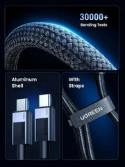 UGREEN USB C Cable 2M 240W Fast Charging Power Delivery 480Mbps iPhone 16 Pro MacBook iPad Dell XPS Galaxy S24 Switch (45068) Ugreen