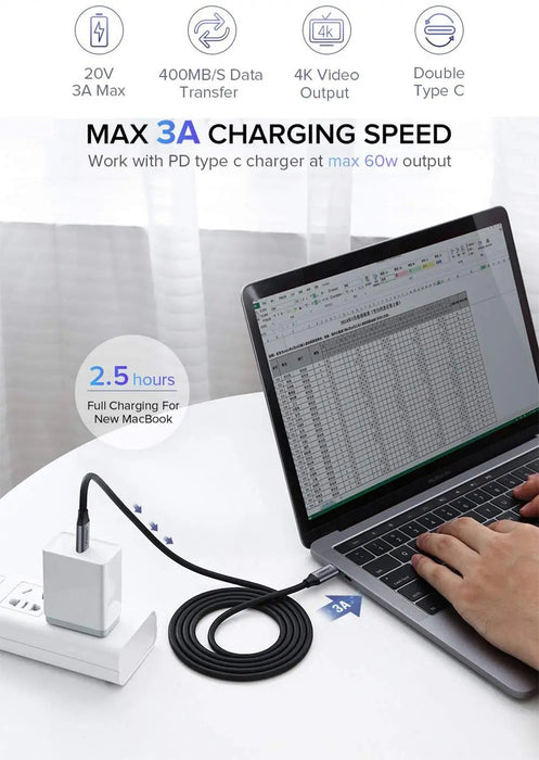 UGREEN USB C Cable 1.5M 60W PD Fast Charging Type-C to Type-C Charger MacBook Air Pro iPad Samsung Galaxy Pixel (50751)