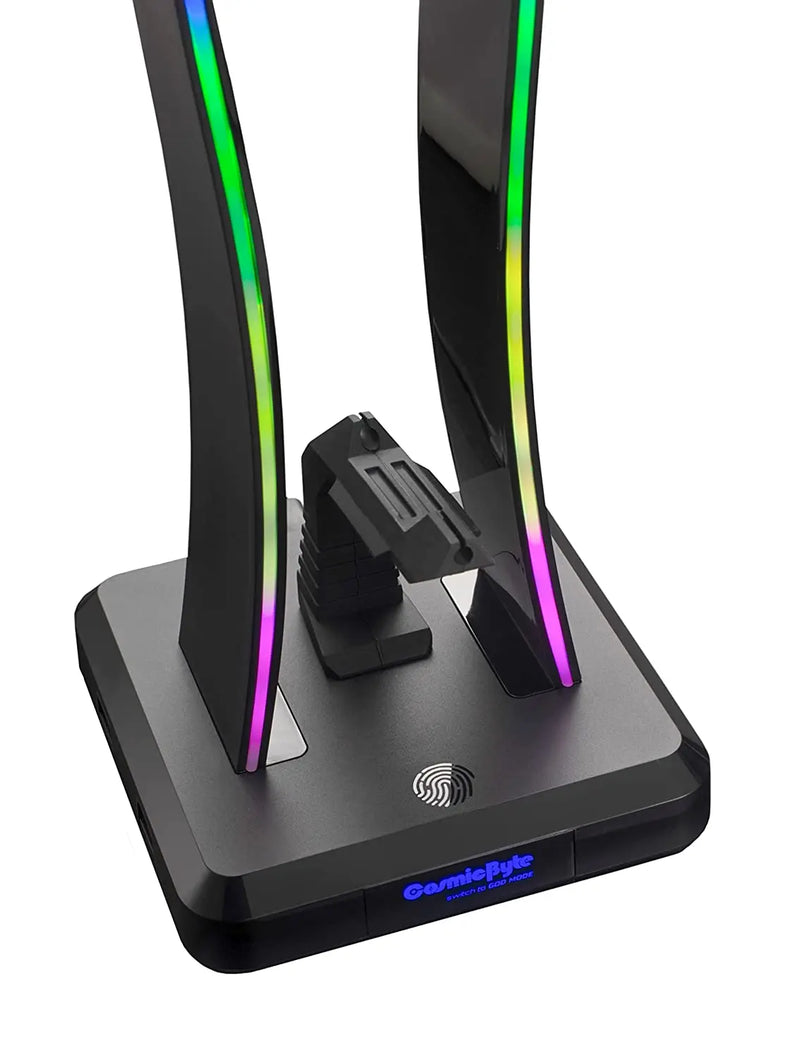 Cosmic Byte Vulcan RGB Headphone Stand With Mouse Bungee & 4 Port USB 2.0 HUB (Open Box) Cosmic Byte