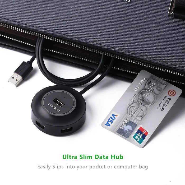 UGREEN 4-Port USB 2.0 Hub 1M USB Cable PC Cell Phone eReader Tablet Multi Device USB Splitter Adapter Compact Hub (20277)