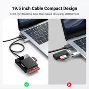 UGREEN USB 3.0 Card Reader 4-in-1 5Gbps SD TF Micro SD CF MS Memory Card Writer 1.5ft Cable (30333) Ugreen