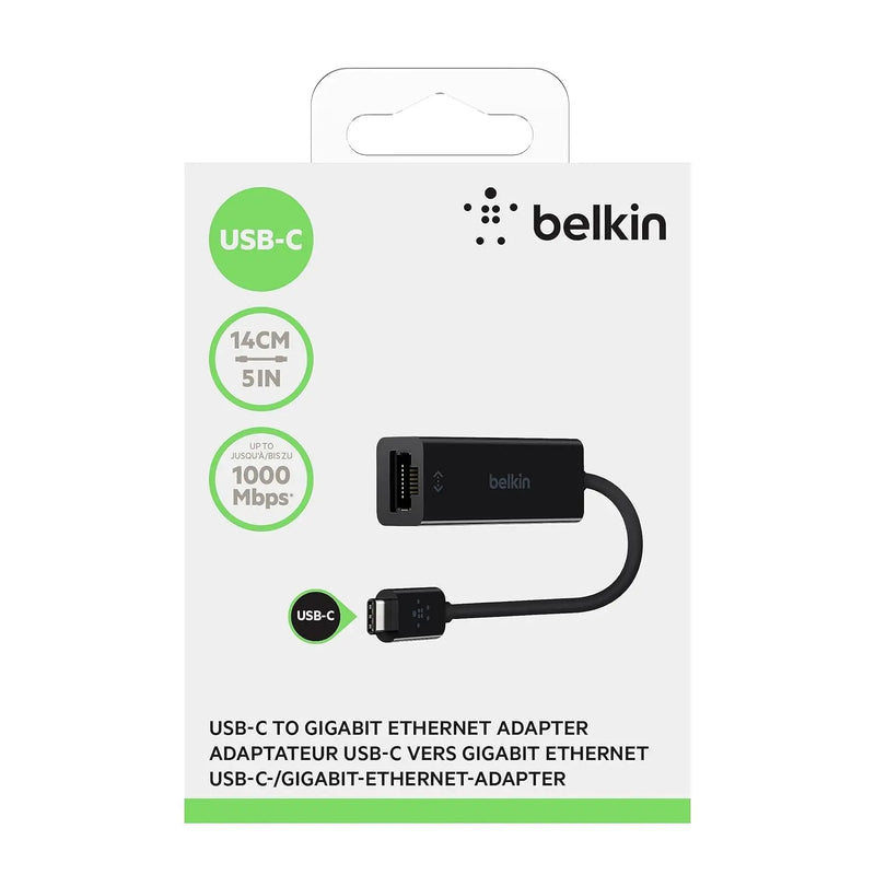 Belkin Type-C to RJ45 Gigabit Ethernet Network Adapter- Black Belkin