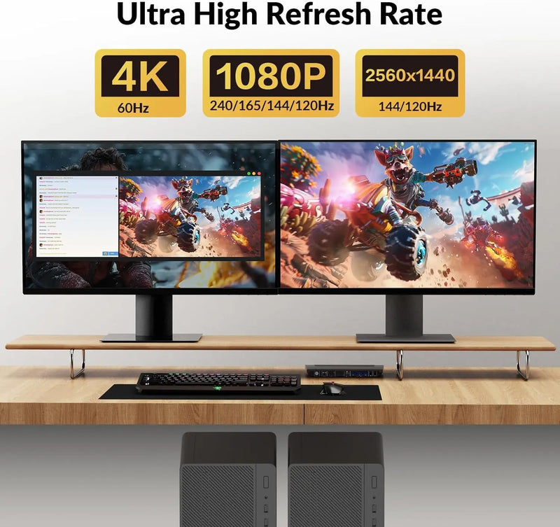 AV Access 4KSW21-DM 4K Dual Monitor KVM Switch, 2-Port HDMI with Hotkey Switching, Supports High Refresh Rates like 144Hz, 165Hz & 240Hz AV Access