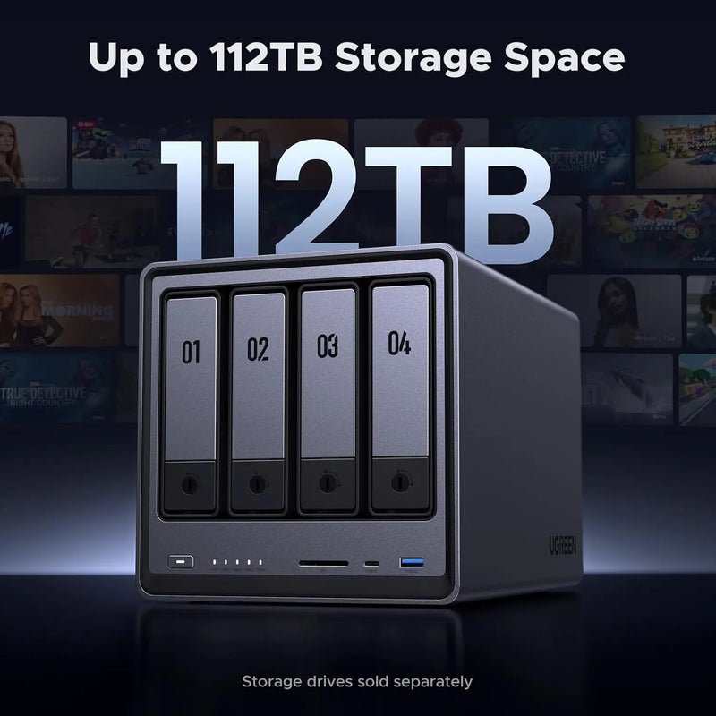 UGREEN NASync DXP4800 4 Bay NAS, Intel N100 Quad-core CPU, 8GB DDR5 RAM, 2 * 2.5GbE, 4K HDMI, Storage drives not included (25372) Ugreen