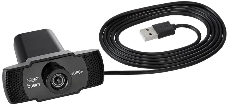 Amazon Basics Manual Focus Full HD 1080P 2.1 Megapixel 30 FPS Web Camera with Built-in Mic for PC/Mac/Laptop Video Calling (Open Box/Renewed) Amazon Basics