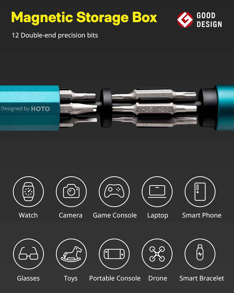 HOTO 24 in 1 Multi Bit Mini Screwdriver Set Magnetic, Manual Precision Screwdriver Set, EDC Pen Screwdriver for Eyeglasses, Electronics, Watches, Phones, Laptops, Cameras