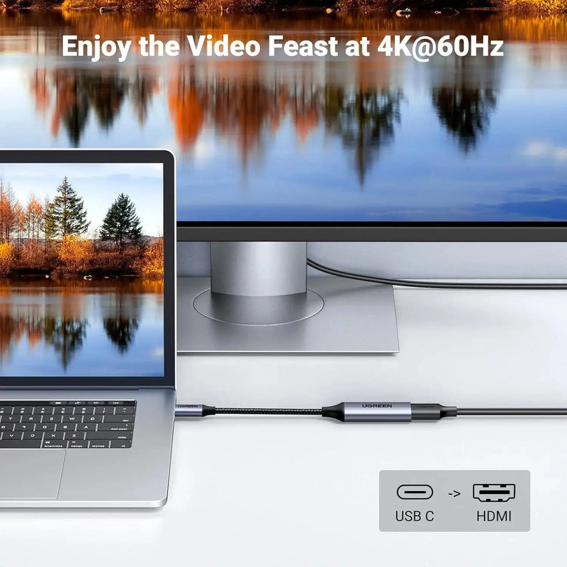 UGREEN USB C 3.1 to HDMI 2.0 Adapter Cable 4K 60Hz Thunderbolt iPad Pro MacBook Samsung S10 S9 Surface Pro Dell (70444) Ugreen