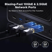 UGREEN NASync DXP4800 Plus 4-Bay Desktop NAS, Intel Pentium Gold 8505 5-Core CPU, 8GB DDR5 RAM, 128G SSD, 1 * 10GbE, 1 * 2.5GbE, 2 * M.2 NVMe Slots, 4K HDMI, Network Attached Storage (Diskless/35260) Ugreen