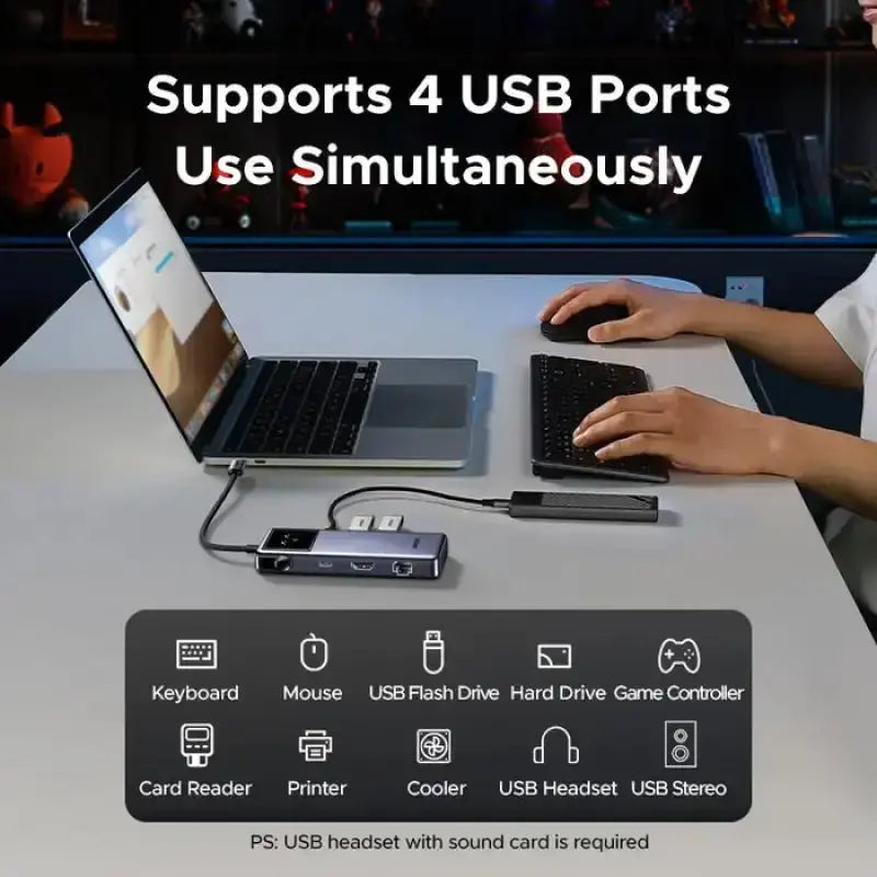 UGREEN Uno 7-in-1 USB-C Hub – 4K HDMI, 100W PD, 3 USB-A, SD/TF Multiport Adapter (75179) TeckPot