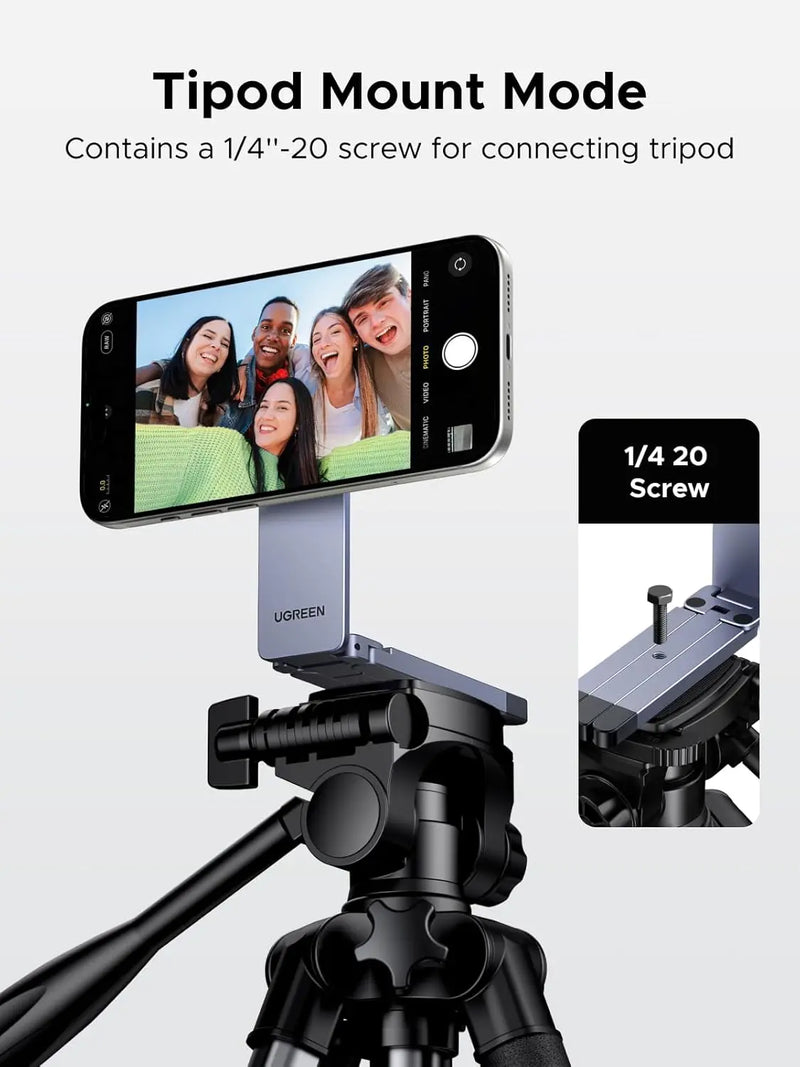 UGREEN for Magsafe Tripod 360° Rotating Adjustable Magnetic Phone Stand for 1/4'' Screw Port Compatibility with iPhone 17 16 15 14 13 12 Pro Max Air, Cell Phone StandTravel Essentials Accessories (75509) TeckPot
