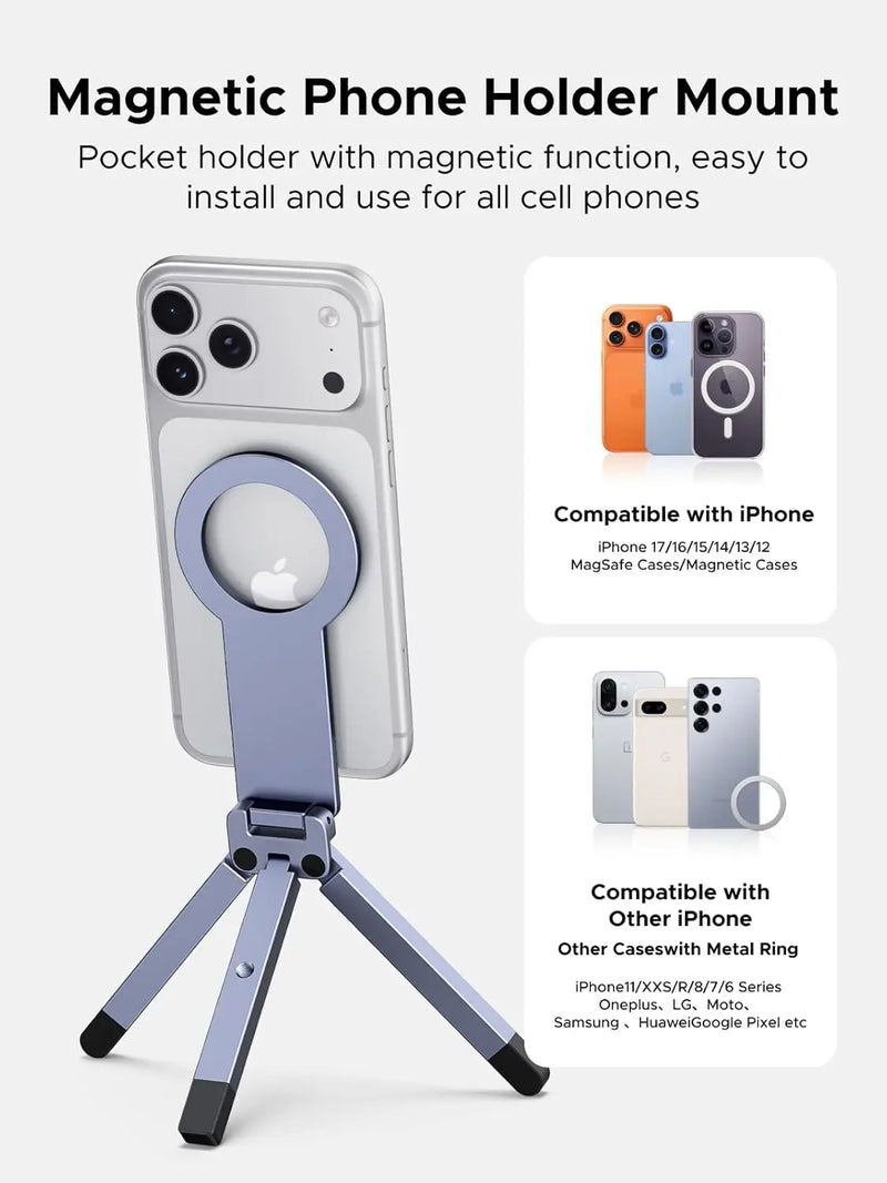UGREEN for Magsafe Tripod 360° Rotating Adjustable Magnetic Phone Stand for 1/4'' Screw Port Compatibility with iPhone 17 16 15 14 13 12 Pro Max Air, Cell Phone StandTravel Essentials Accessories (75509) TeckPot
