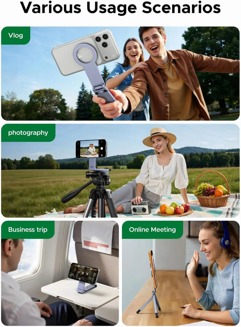 UGREEN for Magsafe Tripod 360° Rotating Adjustable Magnetic Phone Stand for 1/4'' Screw Port Compatibility with iPhone 17 16 15 14 13 12 Pro Max Air, Cell Phone StandTravel Essentials Accessories (75509) TeckPot