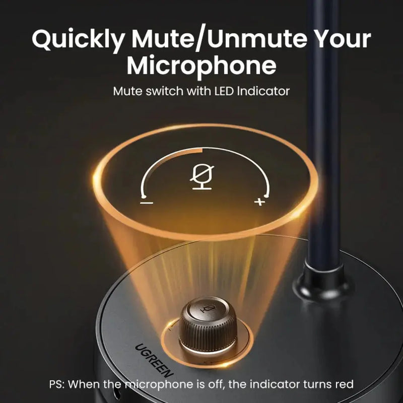 UGREEN USB Desktop Microphone Plug Play Condenser Mic Mute Button Adjustable Stand PC Laptop Gaming Streaming Podcasting 90416 Ugreen