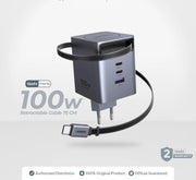 UGREEN Nexode Pro 100W GaN Charger with Built-in Retractable USB-C Cable (75 cm) | Fast USB-C Wall Charger for Laptops & Phones (65828) TeckPot