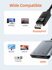 CABLETIME DisplayPort to Dual HDMI Adapter, Dual 4K@60Hz & 8K@30Hz, MST | CT-DM2H8K-AG - image 7
