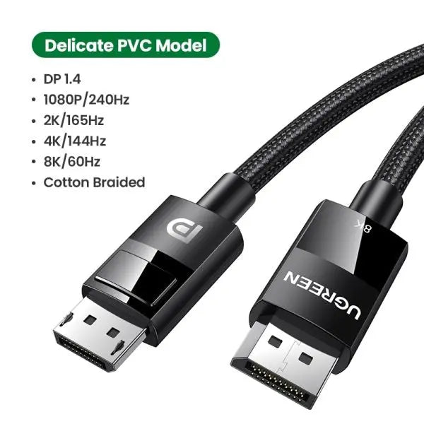 UGREEN DisplayPort 1.4 Cable 5M 8K 60Hz 4K 144Hz HDR High Speed DP to DP Male Gaming Monitor PC Laptop Graphics (80394)