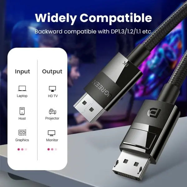 UGREEN DisplayPort 1.4 Cable 5M 8K 60Hz 4K 144Hz HDR High Speed DP to DP Male Gaming Monitor PC Laptop Graphics (80394)