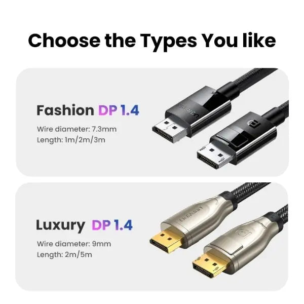 UGREEN DisplayPort 1.4 Cable 5M 8K 60Hz 4K 144Hz HDR High Speed DP to DP Male Gaming Monitor PC Laptop Graphics (80394)
