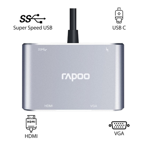 Rapoo XD30 4-in-1 USB-C Multifunction Adapter