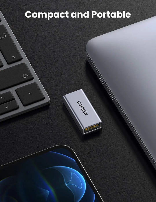 UGREEN USB 3.0 Adapter Type A Female to Female Coupler Aluminum Case 5Gbps High Speed Laptop PC Flash Drive Keyboard Mouse 20119