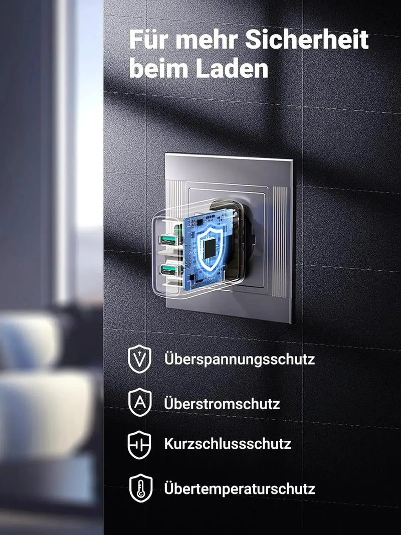 UGREEN 36W 2-Port USB Charger QC 3.0 Fast Charging Galaxy S10 S9 S8 A51 A50 Sony Xperia Redmi Note8 Huawei P30 (10216) Ugreen