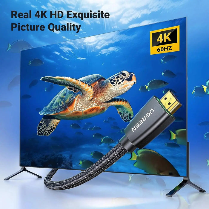 UGREEN 2M 4K@60Hz Braided HDMI 2.0 Cable Male to Male Round 18Gbps Ethernet UHD Gaming PS5 PS4 Xbox TV Monitor Computer Gold 40410 Ugreen