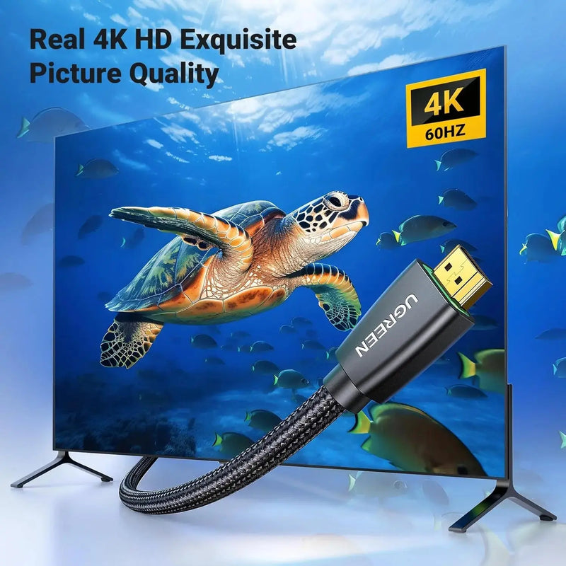 UGREEN 5M 4K@60Hz Braided HDMI 2.0 Cable Male to Male Round 18Gbps Ethernet 3D UHD TV Monitor Xbox PS5 PS4 Blu-ray Gold 40412 Ugreen